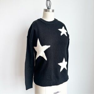 a.n.a A New Approach Black Sweater Star Print  Long Sleeve Pullover Small